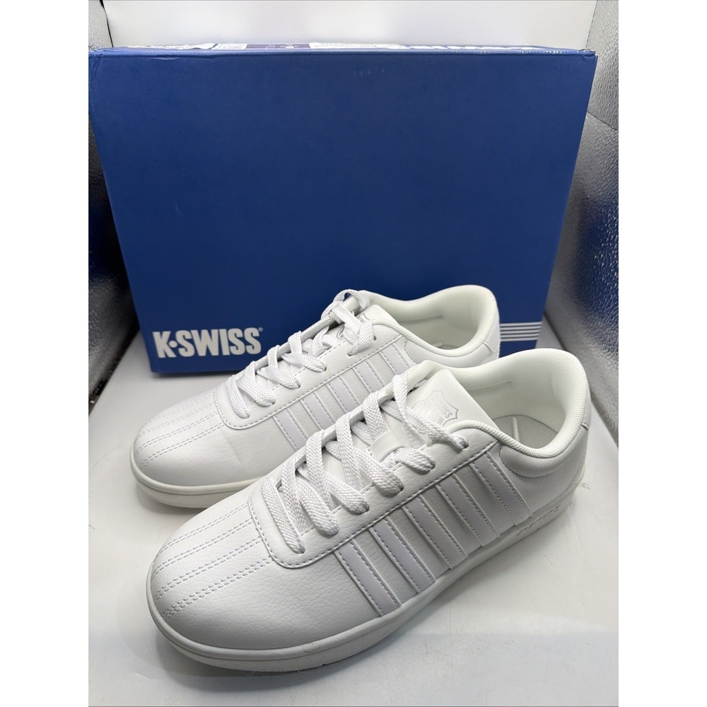 K-SWISS "Court Open Stripes" Women's Classic Padded Court Shoe White Size 7.5